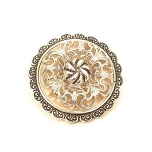 Western Germany Silver Filigree Floral Vintage Signed‎ Pretty Scarf Clip